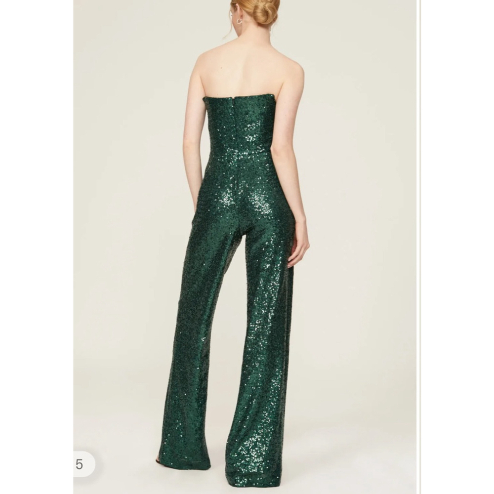 Black Halo Lena Rare Green Sequin Jumpsuit - Picture 8 of 13
